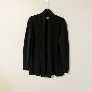 Alpaca international charcoal knit open cardigan l/xl